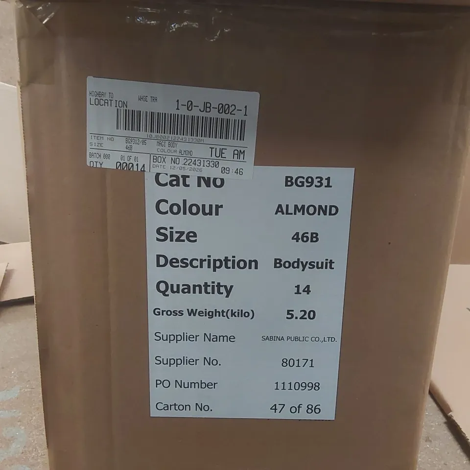 BOX CONTAINING APPROXIMATELY 14x BRAND NEW MAGISCULPT ALMOND BODYSUITS - SIZE 46B