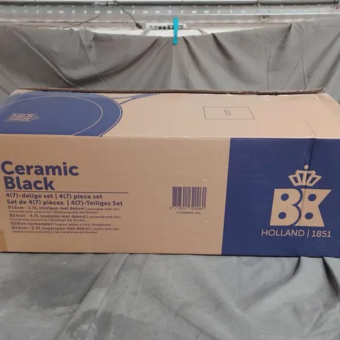 BOXED BK HOLLAND CERAMIC BLACK 4PCE PAN SET