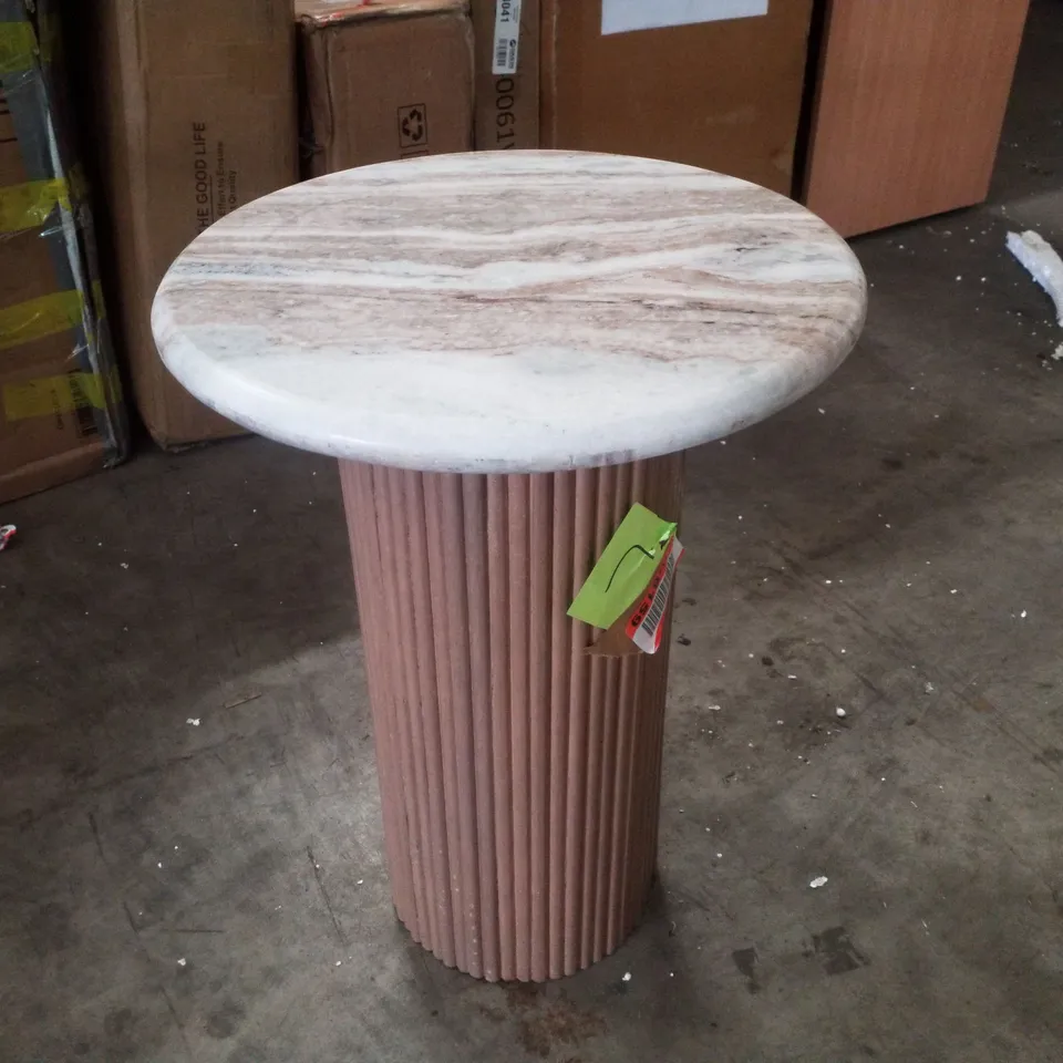 ROUND MARBLE SIDE TABLE - NATURAL 