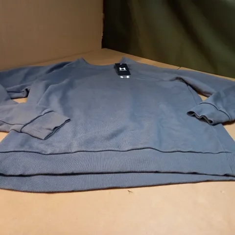 UNDER ARMOUR GREY/LOGO CREW NECK SWEATER - LARGE