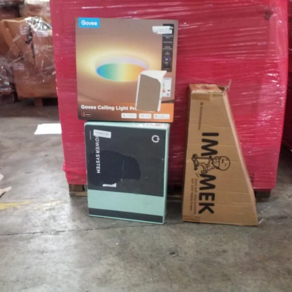 PALLET OF ASSORTED HOUSEHOLD GOODS AND PRODUCTS TO INCLUDE;GOVEE CEILING LIGHT,KIDS SCOOTER,SHOWER SYSTEM