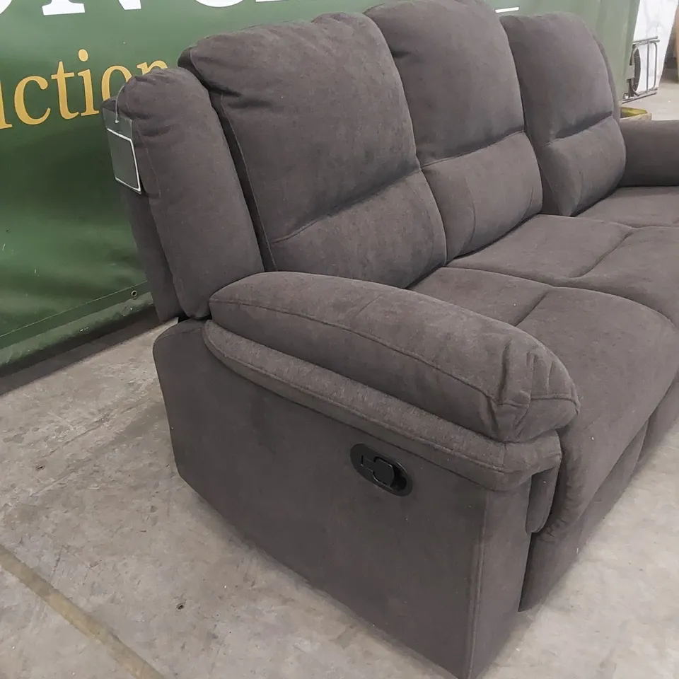 ALBION FABRIC 3 SEATER HIGH BACK MANUAL RECLINER SOFA - CHARCOAL FABRIC  RRP £749