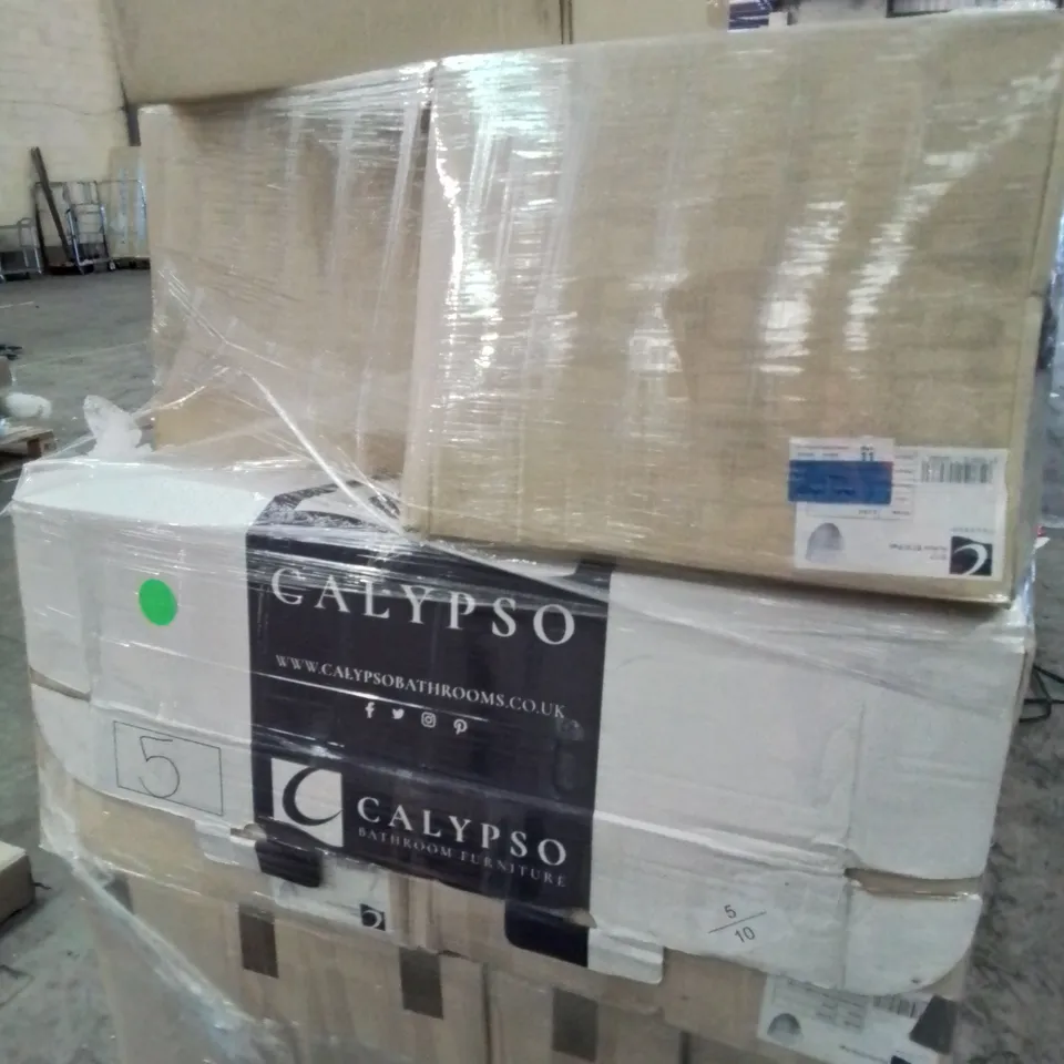 PALLET OF APPROXIMATELY 9 BOXED AURORA BTW WC PANS, BOXED ARURORA & TULSA CERAMIC BASINS