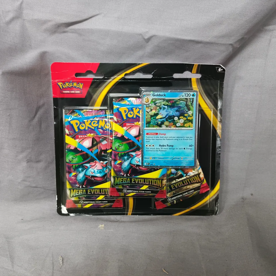 POKEMON MEGA EVOLUTION TRADING CARD GAME BOOSTER SET — PSYDUCK CARD, THREE BOOSTER PACKS, SEALED