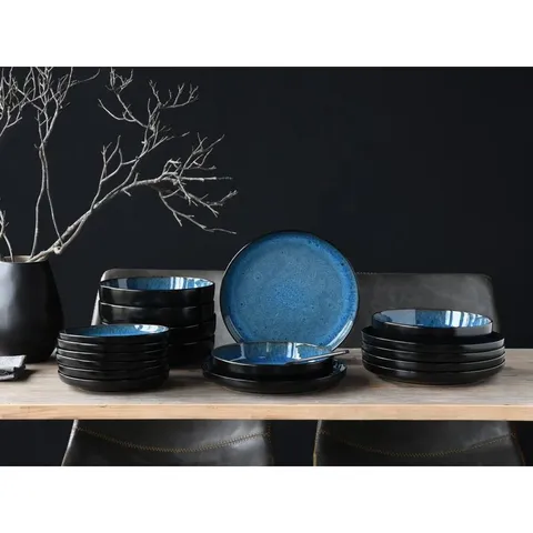 BOXED NORDIC FJORD BLUE, 18 PIECE DINNERWARE SET, SERVICE FOR 6