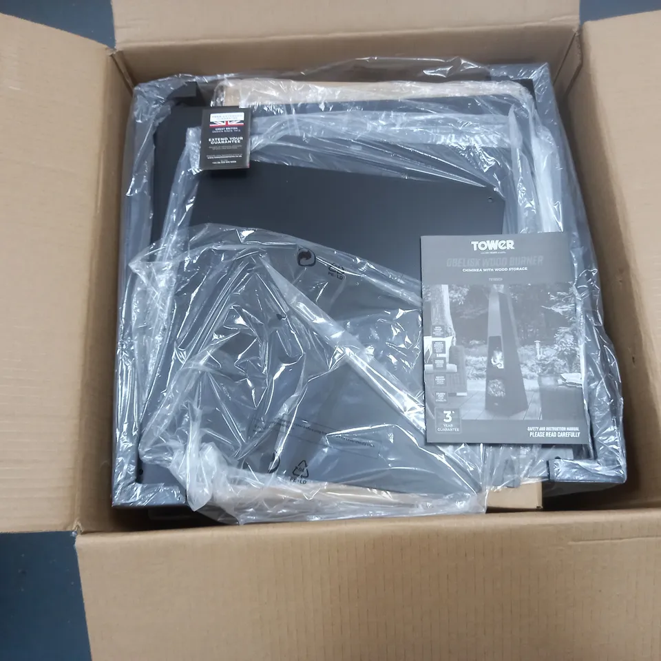 BOXED TOWER OBELISK WOOD BURNER - CHIMINEA WITH WOOD STORAGE