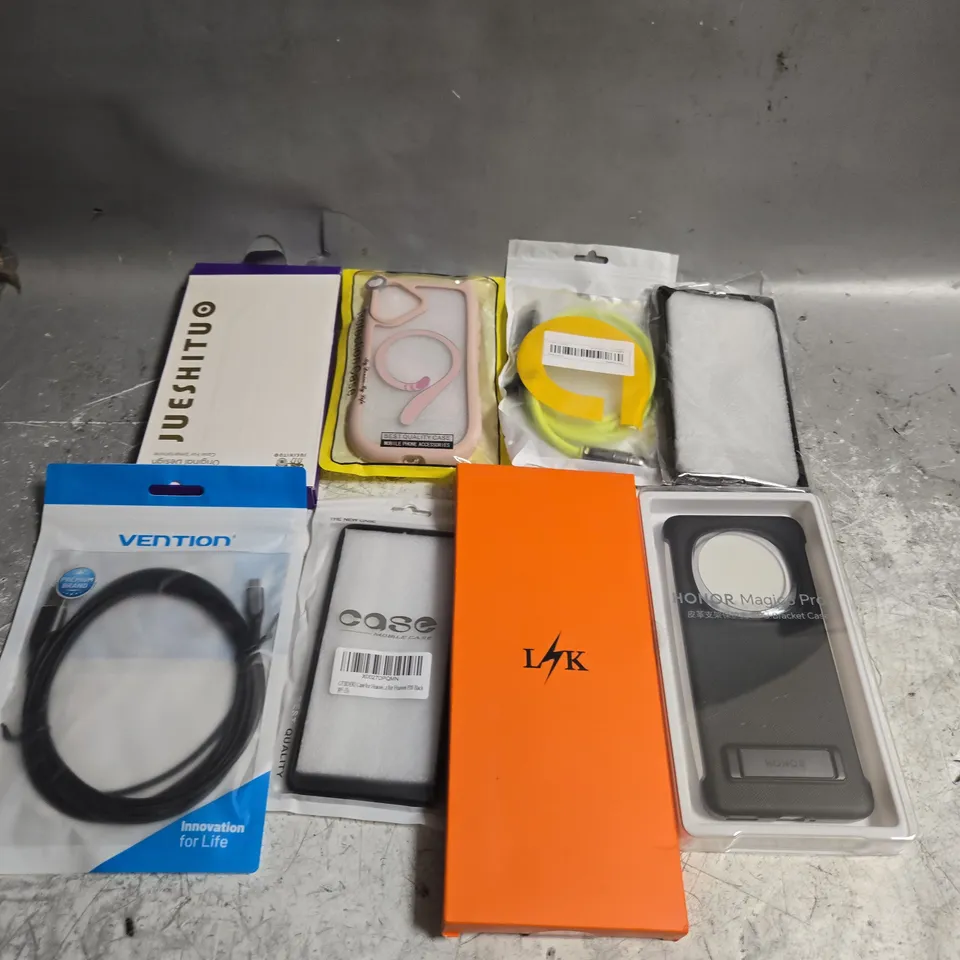 TOTE OF ASSORTED PHONE ACCESSORIES TO INCLUDE PHONE CASES, SCREEN PROTECTORS AND CHARGERS