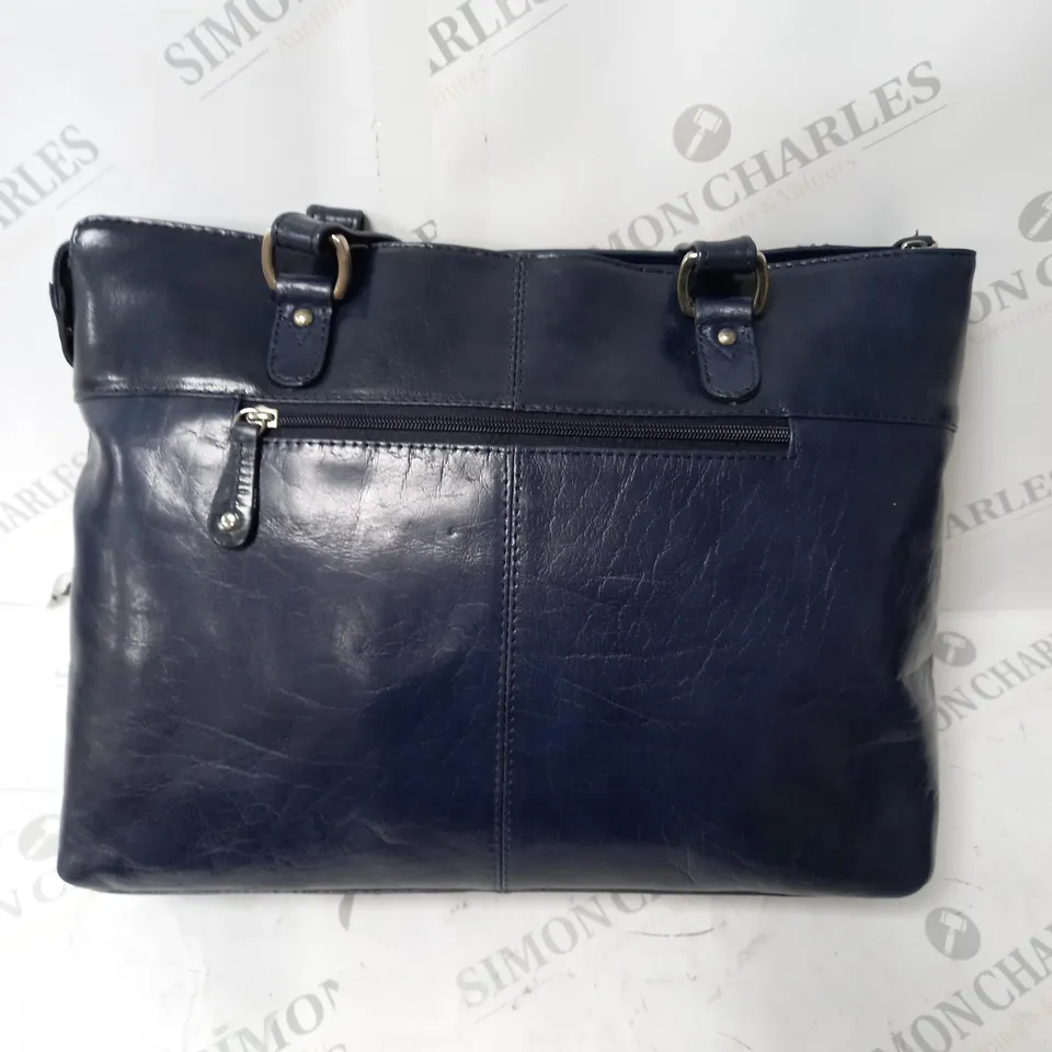 ASHWOOD GENUINE LEATHER HAND BAG - BLUE.