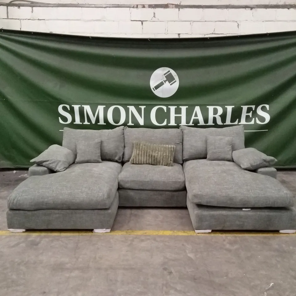 ASTON U-SHAPE FABRIC MODULAR SOFA - OLIVE RRP £2399
