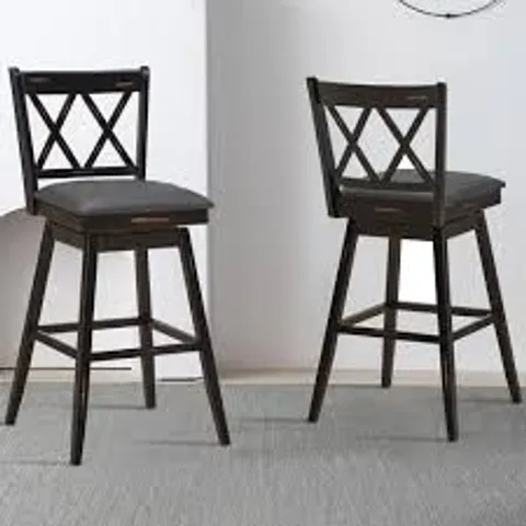 BOXED COSTWAY COUNTER HEIGHT BAR STOOL WITH UPHOLSTERED CUSHION (SET OF 2) - BLACK (1 BOX)