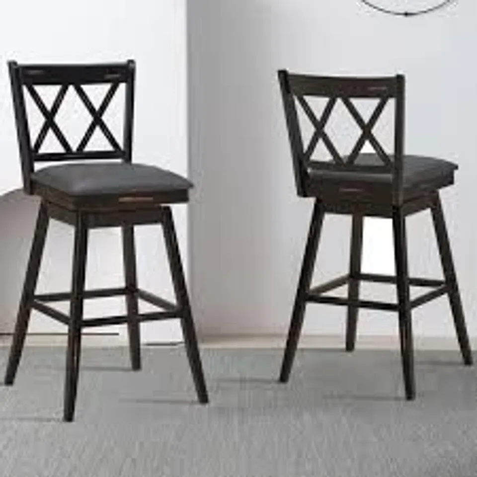 BOXED COSTWAY COUNTER HEIGHT BAR STOOL WITH UPHOLSTERED CUSHION (SET OF 2) - BLACK (1 BOX)