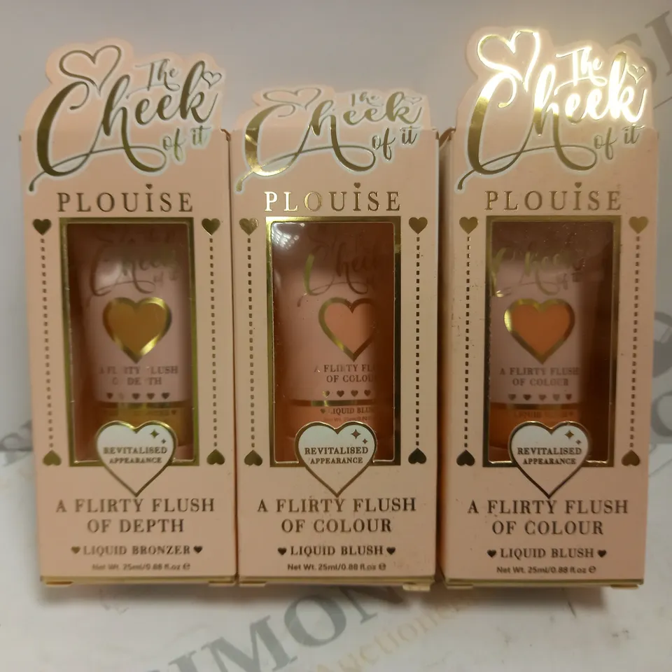 BOX OF 3 ASSORTED P.LOUISE THE CHEEK OF IT LIQUID BLUSH #COOKIE CUP, #CUTIE CAKE, #SUNKISS MISS