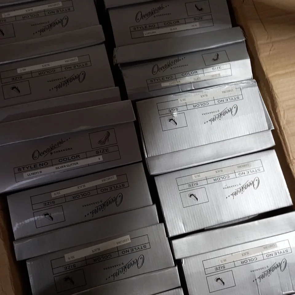 APPROXIMATELY 12 BOXED PAIRS OF CASANDRA HEELED SHOES IN VARIOUS STYLES AND SIZES 