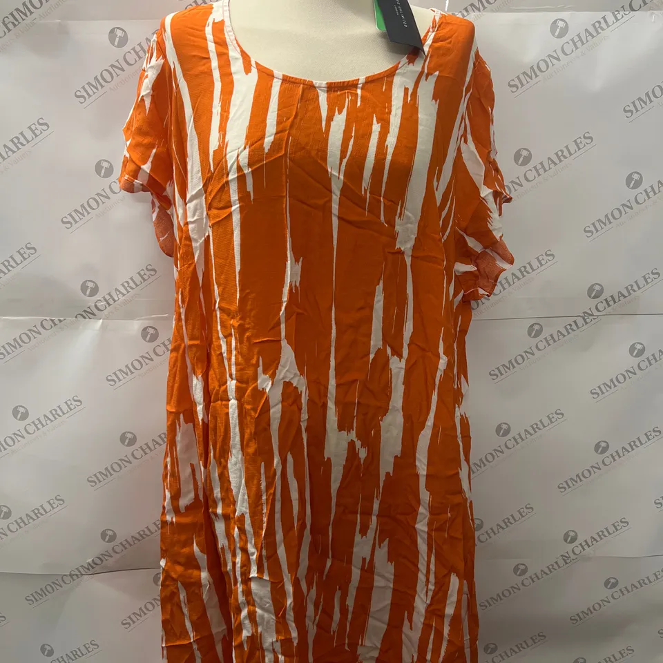 LIVE UNLIMITED BARK PRINT CAP SLEEVE MIDI DRESS IN ORANGE SIZE 24