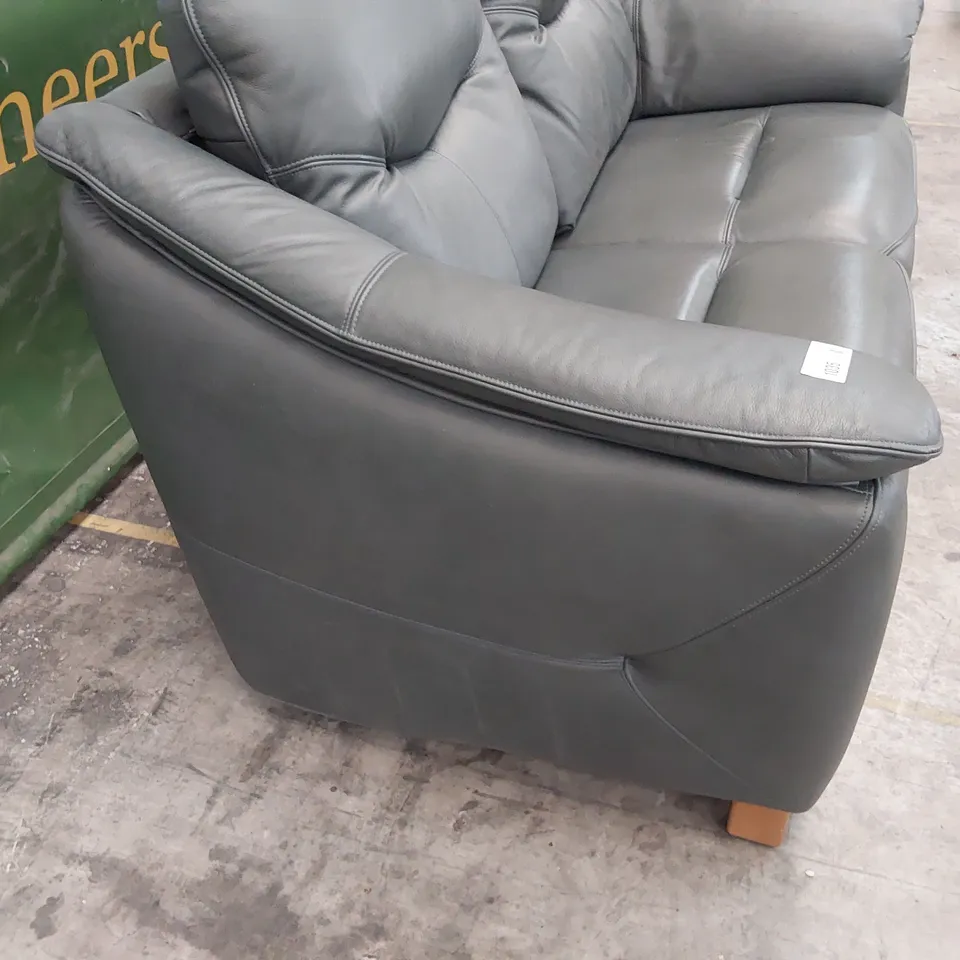 QUALITY BRITISH DESIGNER G PLAN JACKSON TWO SEATER SOFA CAMBRIDGE PETROL BLUE LEATHER 