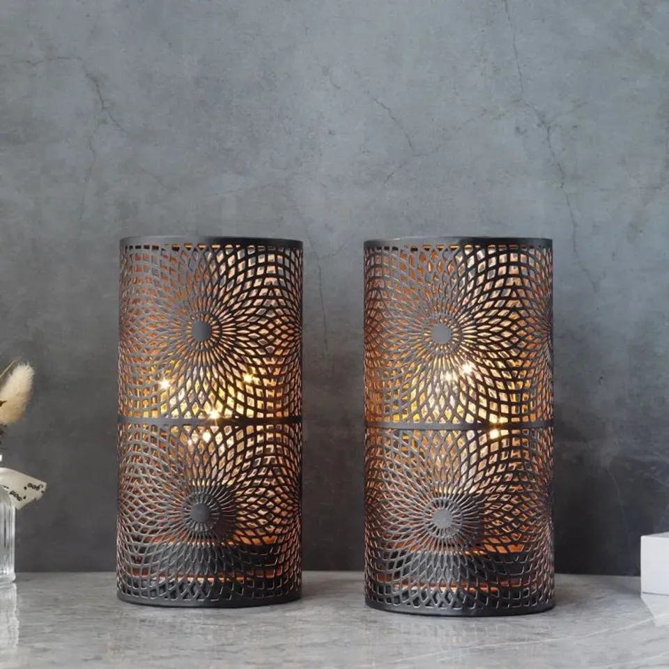 BOXED PAIR OF CAMILAH 53CM TABLE LAMPS - BLACK/BROWN (1 BOX)