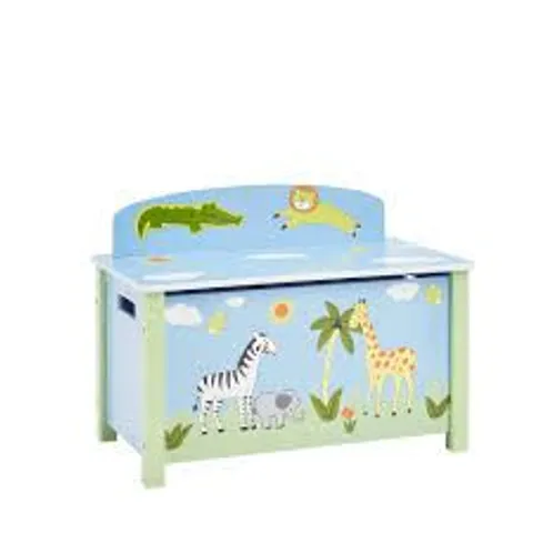 BOXED LIBERTY HOUSE TOYS, TF5005, SAFARI HINGED WOOD TOY BOX (1 BOX)