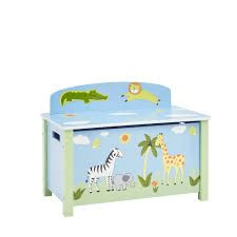 BOXED LIBERTY HOUSE TOYS, TF5005, SAFARI HINGED WOOD TOY BOX (1 BOX)