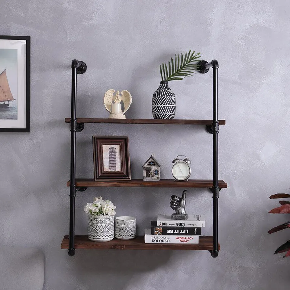 BOXED 38" H X 31" W INDUSTRIAL PIPE SHELVING