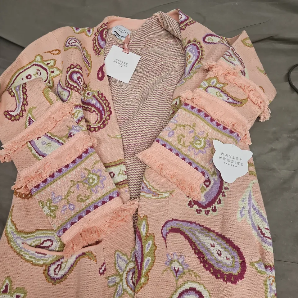 HAYLEY MENZIES LONDON DEX JACQUARD DUSTER – PINK PAISLEY, AW25, SIZE S