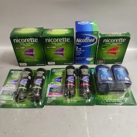 APPROXIMATELY 20 ASSORTED SMOKING PREVENTION PRODUCTS TO INCLUDE PATCHES, INHALATORS, GUM ETC