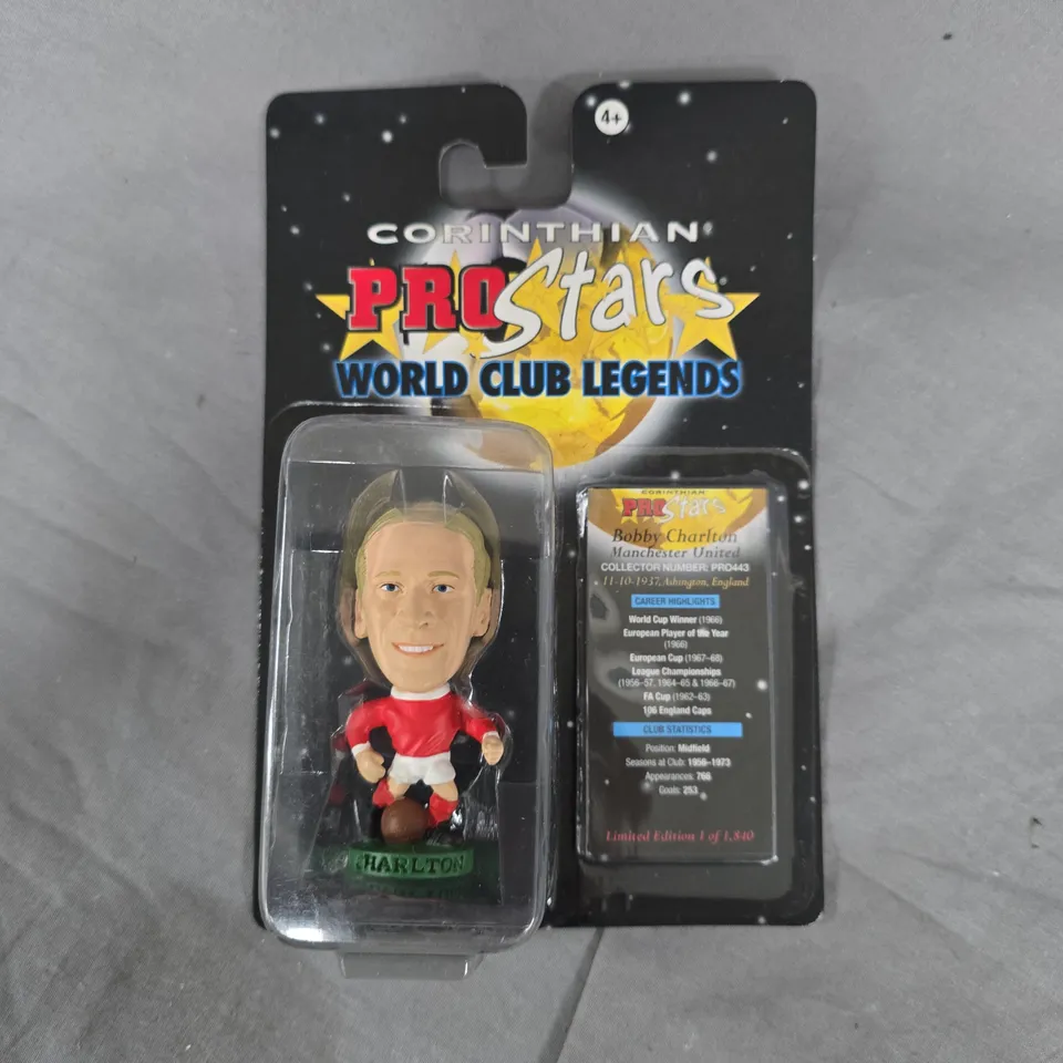8 SEALED CORINTHIAN PROSTARS COLLECTABLE FIGURINES TO INCLUDE THOMAS RADZINSKI COLLECTORS EDITION, BUBBY CHARLTON LIMITED EDITION, JIMMY FLOYD HASSELBANK PLATINUM EDITION, ETC