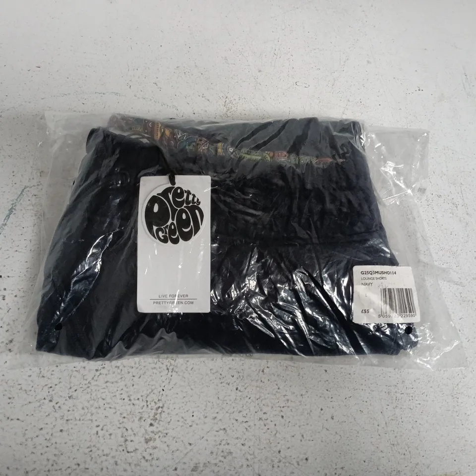 BAGGED PRETTY GREEN LOUNGE SHORTS IN NAVY - LARGE