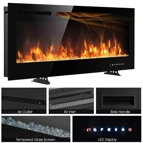 BOXED EUL 17 STORIES BLACK ELECTRIC FIREPLACE