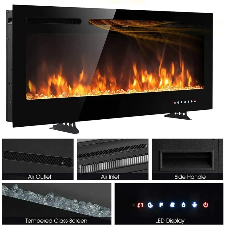 BOXED EUL 17 STORIES BLACK ELECTRIC FIREPLACE