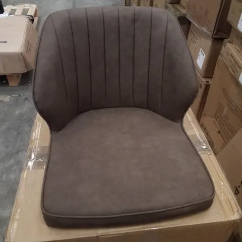 BOXED SET OF 2 BROWN FAUX LEATHER DINING CHAIRS 