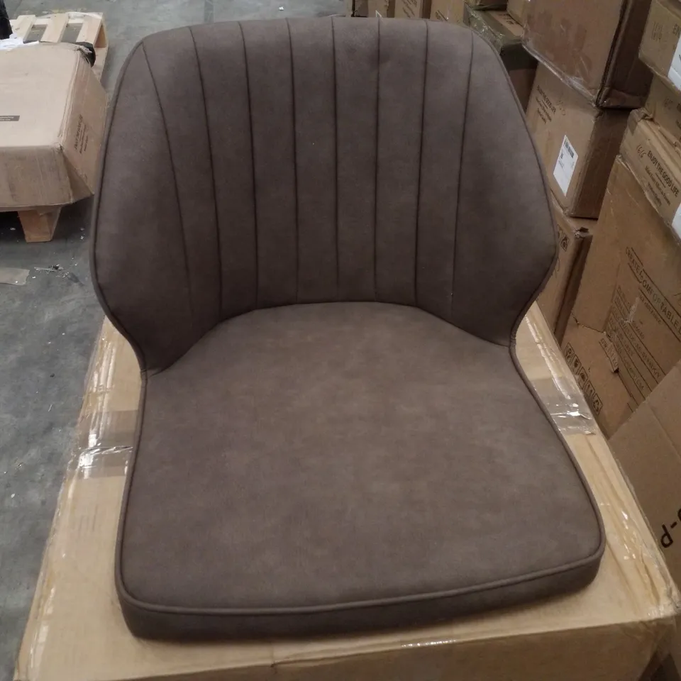 BOXED SET OF 2 BROWN FAUX LEATHER DINING CHAIRS 