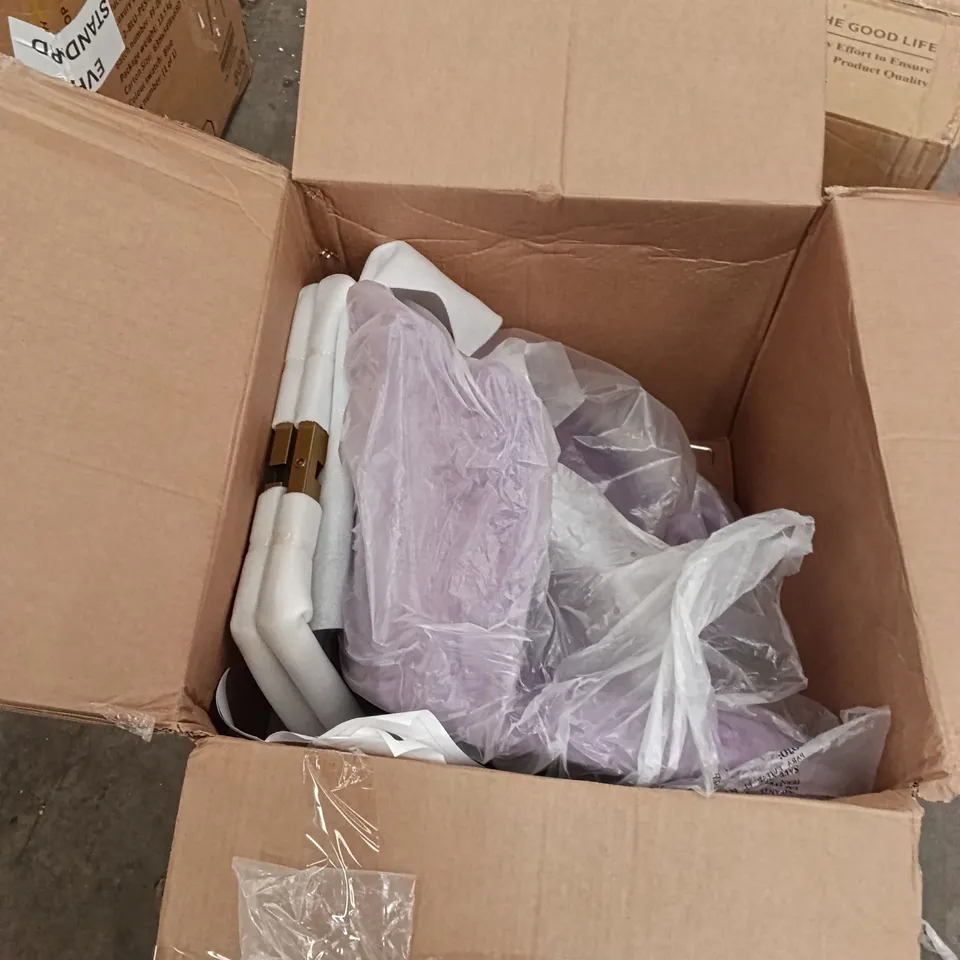 BOXED VELVET SHELL ARMCHAIR - LAVENDER/PURPLE/GOLD (1 BOX)