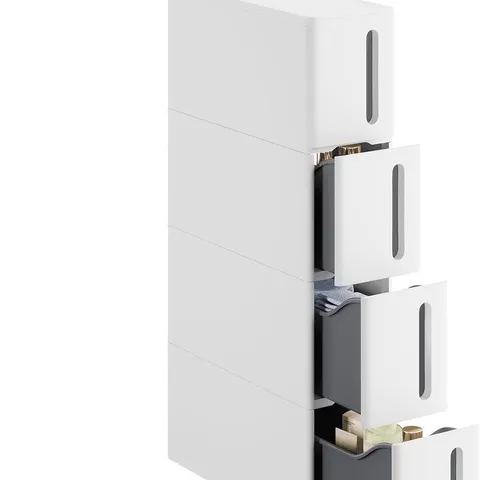 BOXED SONGMICS STORAGE TOWER ON WHEELS - WHITE/GREY