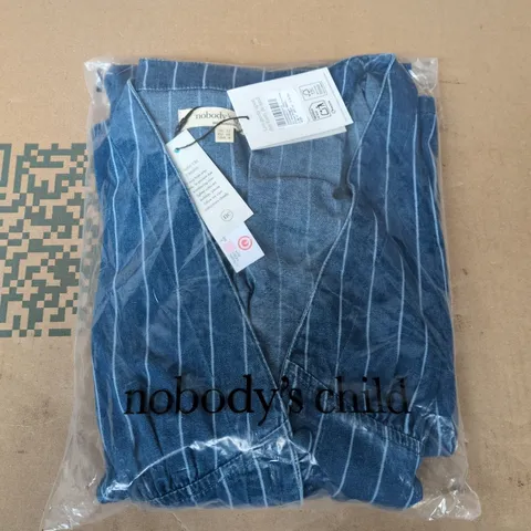 BAGGED NOBODYS CHILD SL STARLIGHT MIDI DRESS STRIPE IN BLUE - UK 12