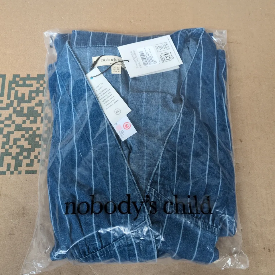 BAGGED NOBODYS CHILD SL STARLIGHT MIDI DRESS STRIPE IN BLUE - UK 12