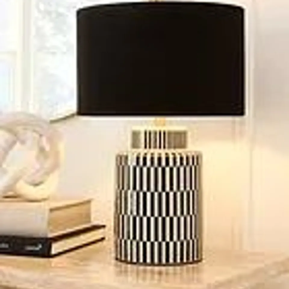BOXED REAVA BLACK/WHITE TABLE LAMP
