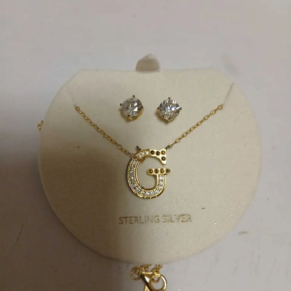 DIAMONIQUE 1.9CT TW INITIAL PENDANT & EARRING SET IN BAUBLE STERLING SILVER 