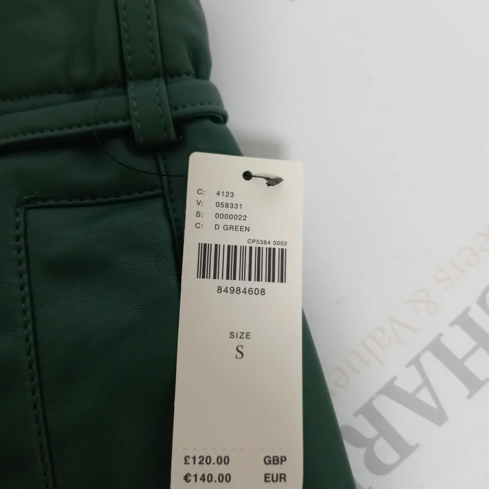 ANTHROPOLOGIE GREEN LEATHER TROUSERS SIZE S