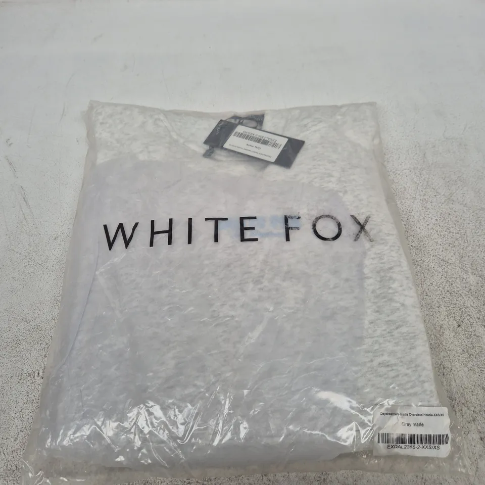 BAGGED WHITE FOX DAYDREAMERS NADIA OVERSIZED HOODIE – GREY MARL, XXS/XS (UK XXS/XS) 