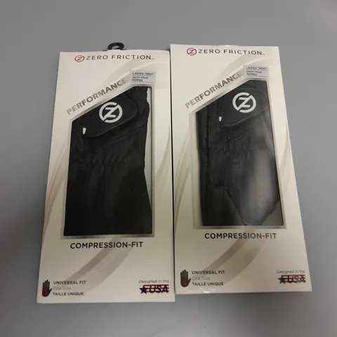 LOT OF 2 ZERO FRICTION LADIES RIGHT COMPRESSION FIT GLOVES