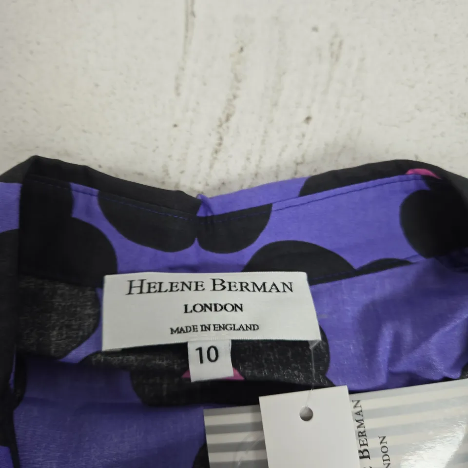 HELENE BERMAN LONDON PURPLE FLORAL DRESS, UK SIZE 10, LIMITED EDITION, MADE IN ENGLAND