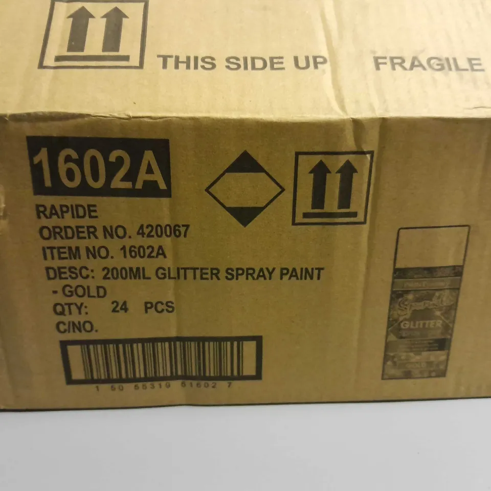 APPROXIMATELY 24 SEALED PAINT FACTORY SPARKLE GLITTER SPRAY PAINT 200ML - GOLD 
