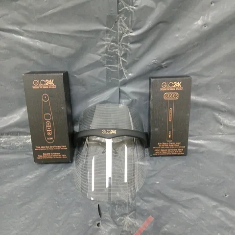 APPROXIMATELY 10 GLO24K BEAUTY PRODUCTS TO INCLUDE MASKS, WANDS AND A MASSAGER
