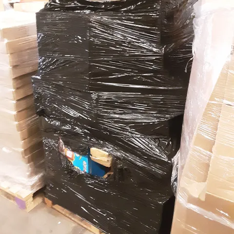 PALLET OF ASSORTED PRODUCTS INCLUDING TV STAND WITH MOUNT, ROODO PLUS PET STROLLER, PETSAFE AUTO BALL THROWER, KIDS TOUCH AND LEARN ACTIVITY DESK 