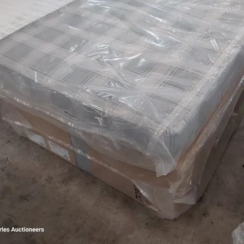 QUALITY BAGGED 3' SINGLE DIVAN BED COMPRISING AIRSPRUNG ALEX MATTRESS & GREY FABRIC BASE
