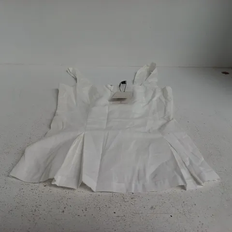 NOBODY'S CHILD WHITE VALENCIA SQUARE-NECK WAISTCOAT TOP, UK 10