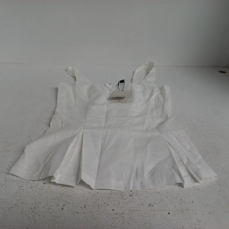 NOBODY'S CHILD WHITE VALENCIA SQUARE-NECK WAISTCOAT TOP, UK 10