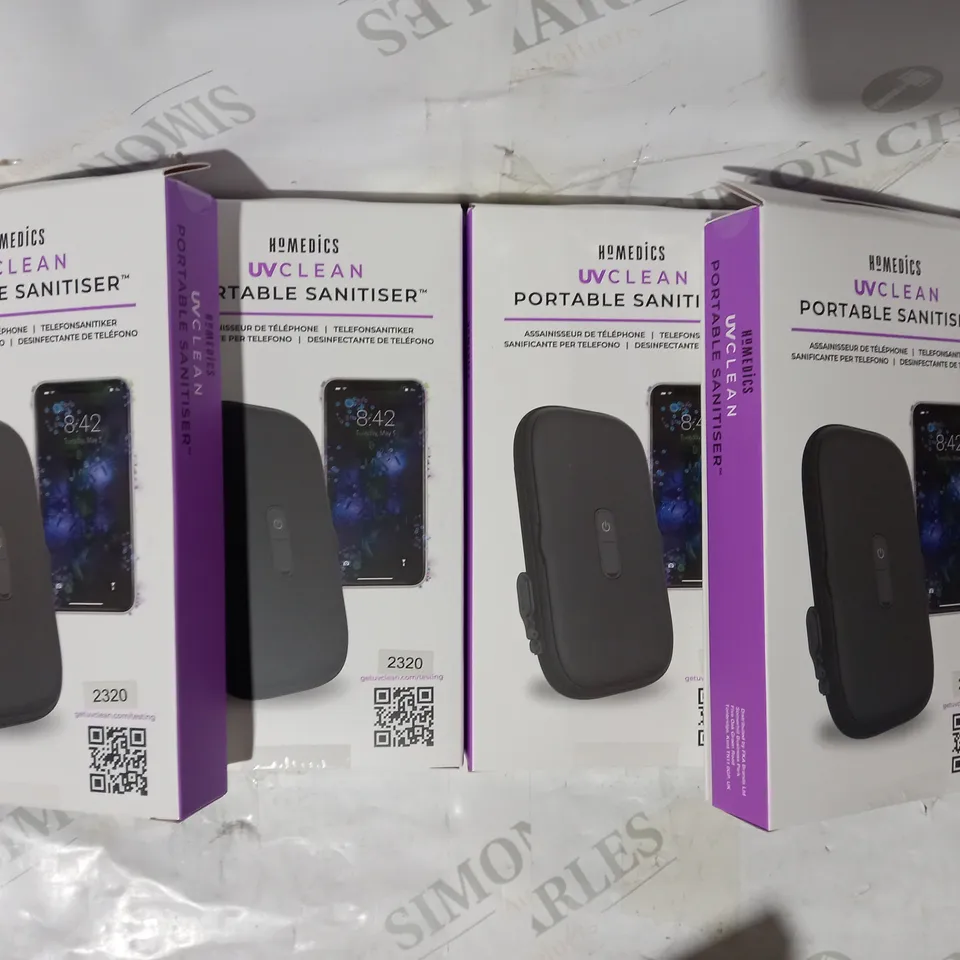 BOX OF 4 HOMEDICS UV-CLEAN PORTABLE SMARTPHONE SANITISERS