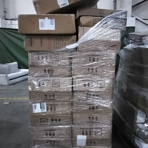 PALLET OF HOUSEHOLD ITEMS TO INCLUDE ENAMEL POT, DIGITAL KETTLE, ELECTRIC FIREPLACE AND OTHER ASSORTED ITEMS...