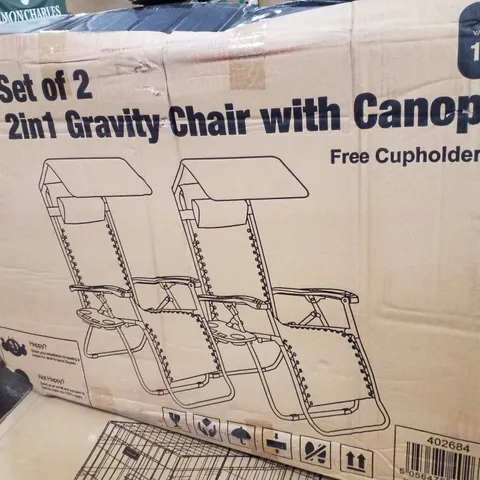 BOXED KEPLIN SET OF 2 2-IN-1 GRAVITY CHAIRS WITH CUPHOLDERS - NAVY